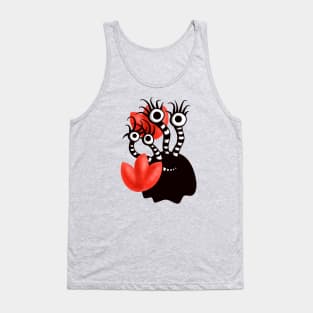 Cute Monster With Four Eyes Abstract Tulips Tank Top